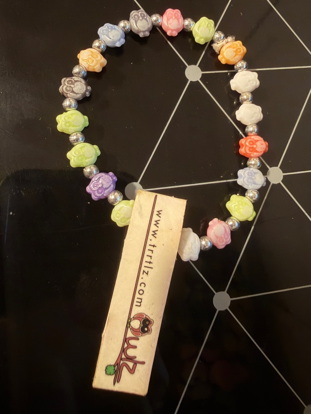 Trrtlz Rainbow Owlz Bead Stretch Bracelet